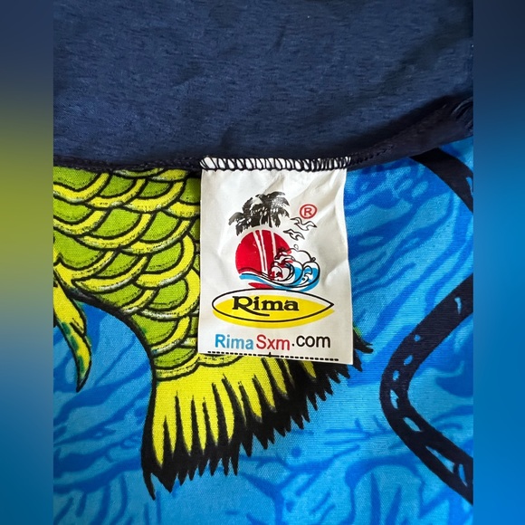 Rima Sxm Sarong blue with fish.  68x40 (doesn’t include tassels in length). - Picture 3 of 4